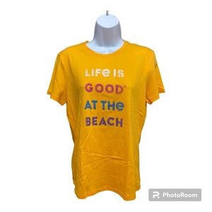 LIFE IS GOOD *NWT* Ladies Tee Orange/Yellow Size Small